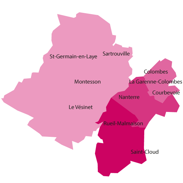Cartographie territoire du centre hospitalier Théophile Roussel Montesson pour les enfants